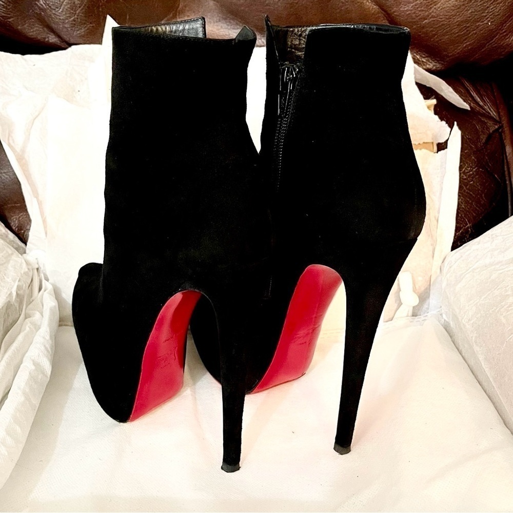 Christian Louboutin Daf Platform Bootie 160 blk Veau Velour suede lthr EU36 - Picture 3 of 14